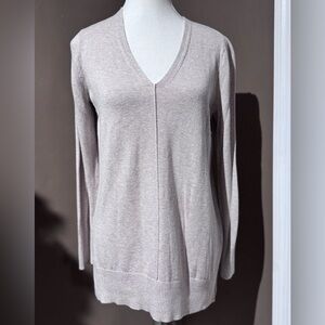 Oatmeal V-Neck Tunic Sweater